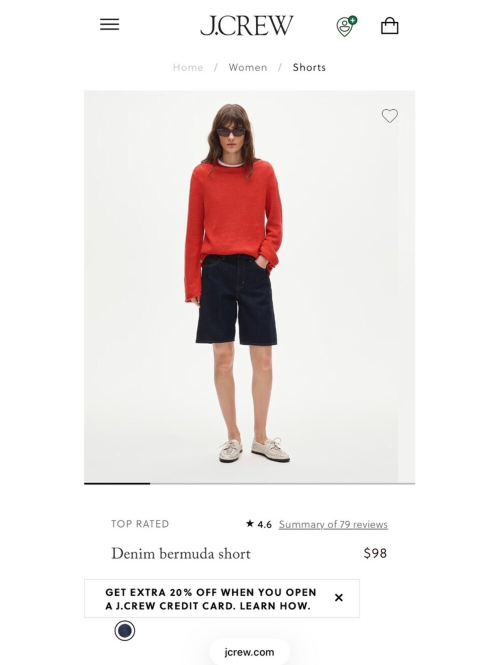 J.Crew Denim Bermuda Shorts - Size 25 Rinse Wash